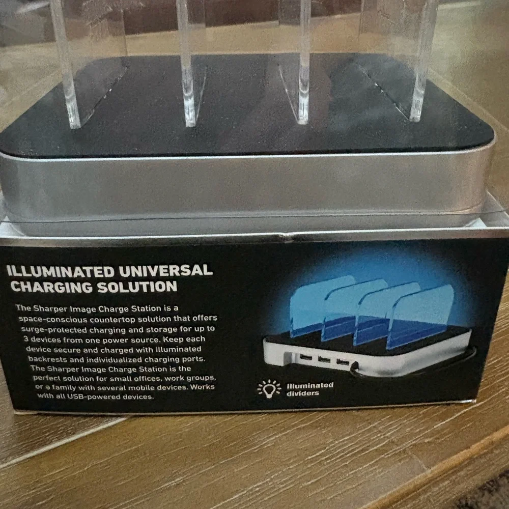 Sharper Image Silver and Black Universal Charging Dock